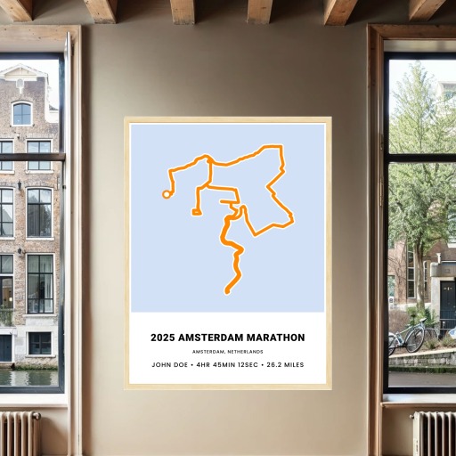Minimalist 2025 Amsterdam Marathon Poster - Route Map 2