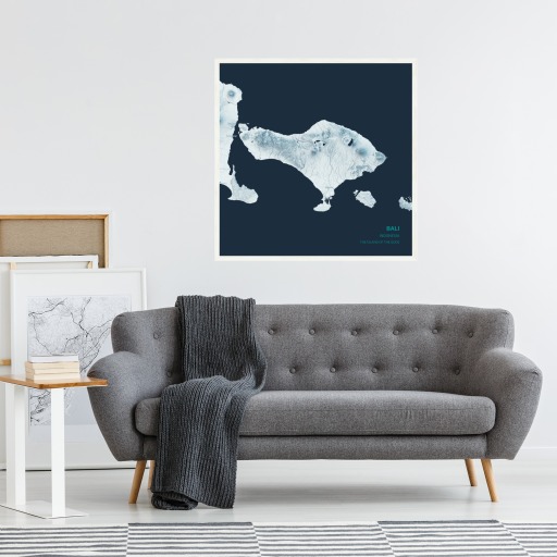 Island of Bali Poster - Terrain Map 4