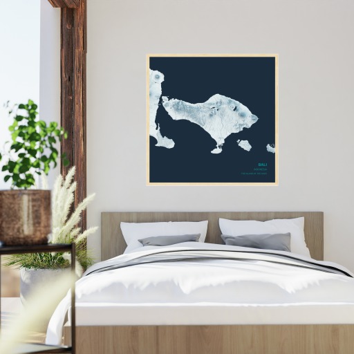 Island of Bali Poster - Terrain Map 5