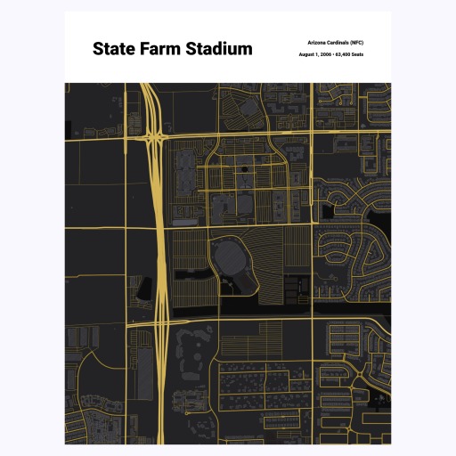 Arizona Cardinals Stadium Poster - Street Map 1
