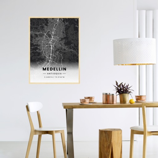 Medellin in Dark Poster - Street Map 4