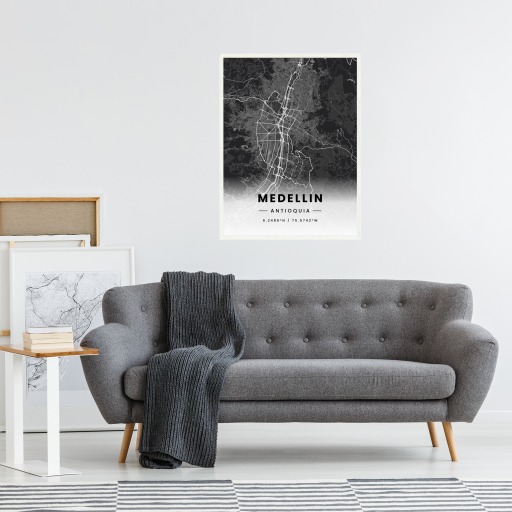 Medellin in Dark Poster - Street Map 5