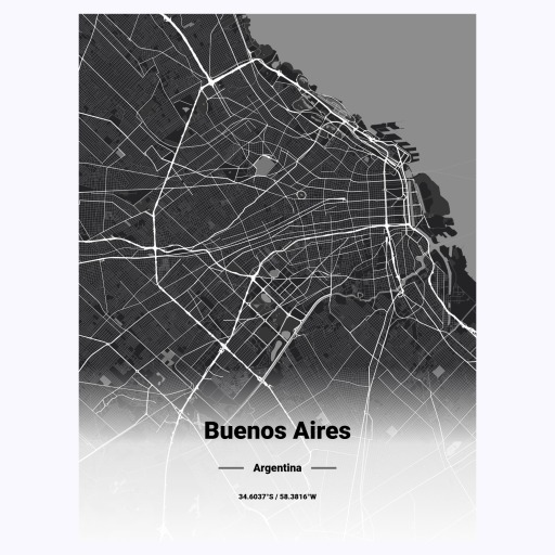 Buenos Aires in Dark Poster - Street Map 1