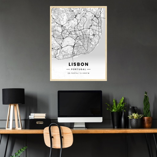Lisbon in Light Poster - Street Map 3
