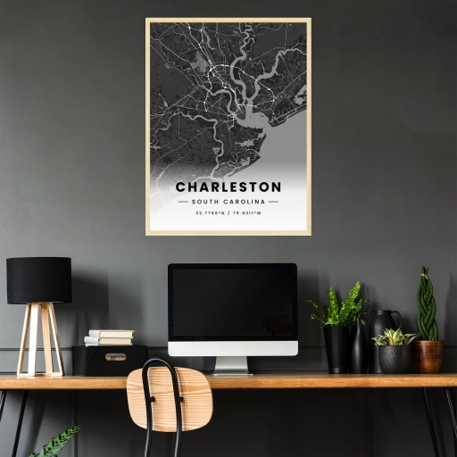Charleston in Dark Poster - Street Map 3