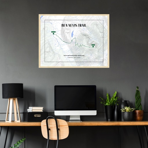Ben Nevis Trail Hiking Trip Poster - Route Map 2