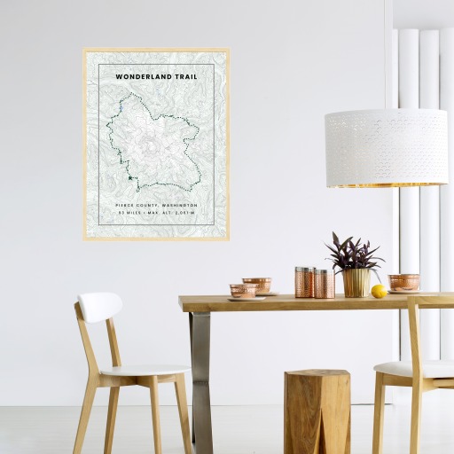 Wonderland Trail Hiking Trip Poster - Route Map 3