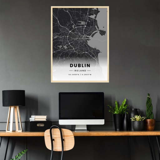 Dublin in Dark Poster - Street Map 3