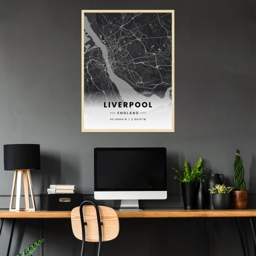 Liverpool in Dark Poster - Street Map 3