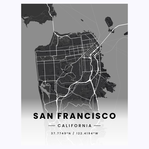 San Francisco in Dark Poster - Street Map 1