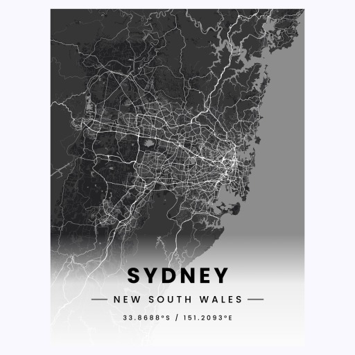 Sydney in Dark Poster - Street Map 1