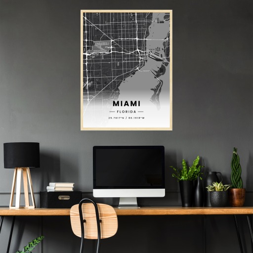 Miami in Dark Poster - Street Map 3