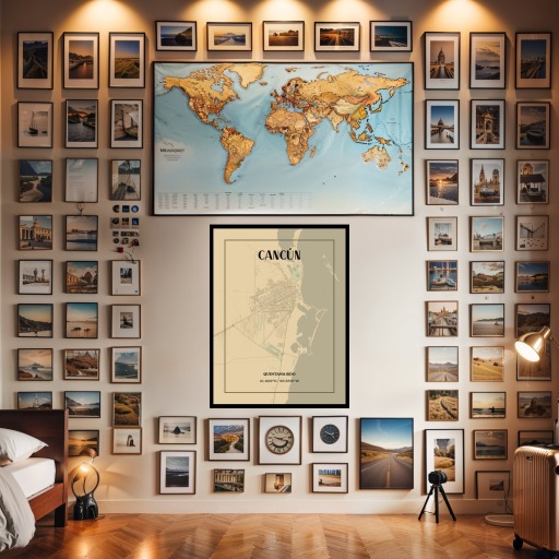 Cancun in Vintage Poster - Street Map 2