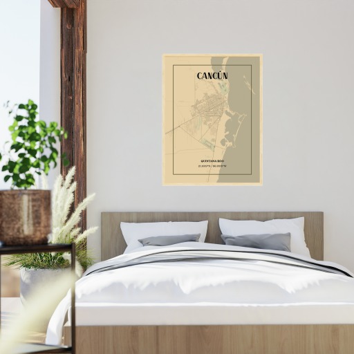 Cancun in Vintage Poster - Street Map 6