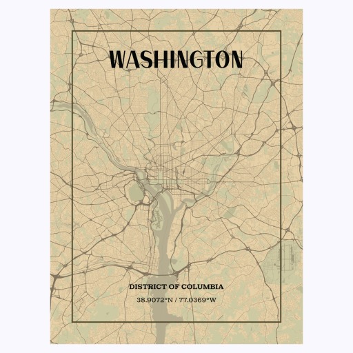 Washington D.C. in Vintage Poster - Street Map 1