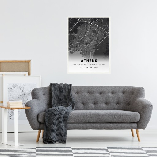 Athens in Dark Poster - Street Map 5