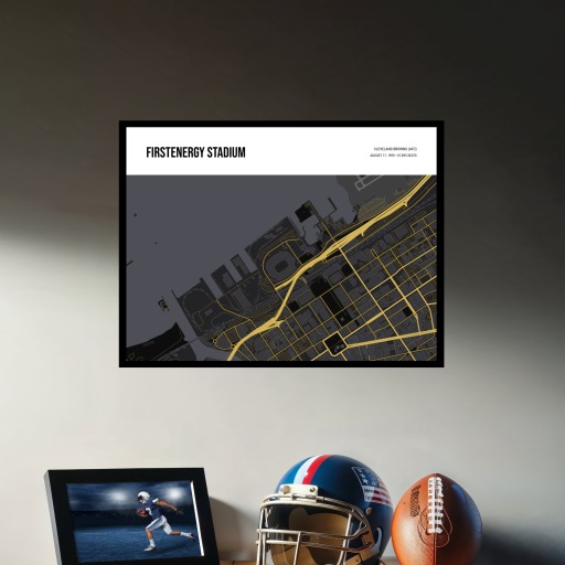 Cleveland Browns Stadium Poster - Street Map 3