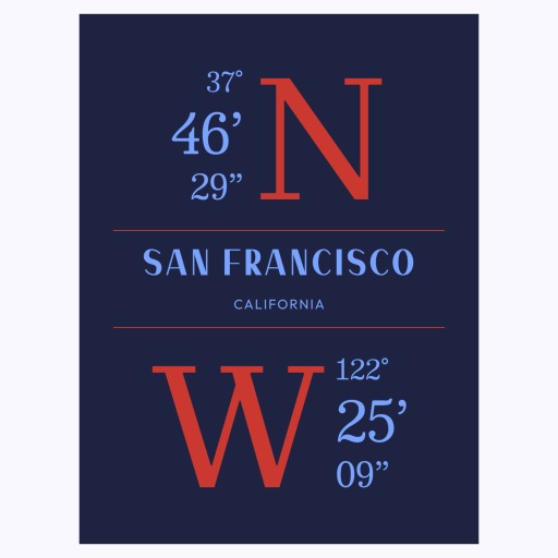 San Francisco Coordinates Poster 1