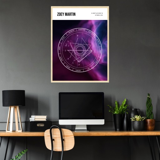 The Day Zoey Arrived Poster - Nebula - Natal Chart 4