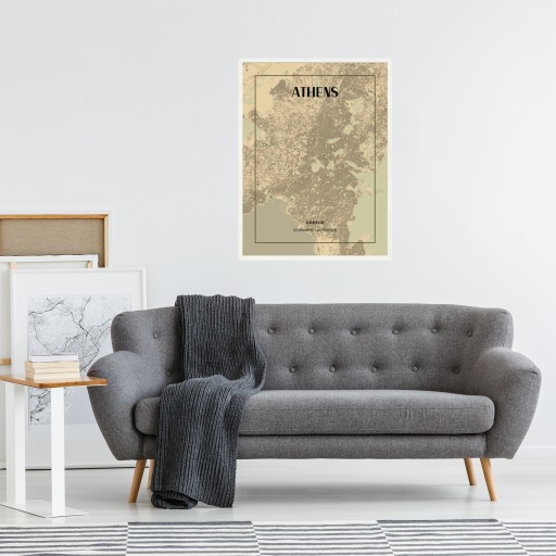 Athens in Vintage Poster - Street Map 5