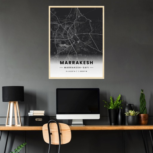 Marrakesh in Dark Poster - Street Map 3