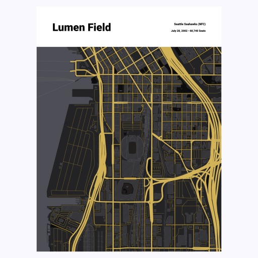 Seattle Seahawks Stadium Poster - Street Map 1