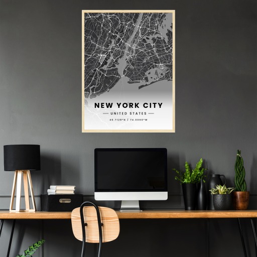 New York City in Dark Poster - Street Map 3