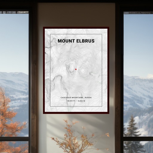 Mount Elbrus Poster - Topo Map 2