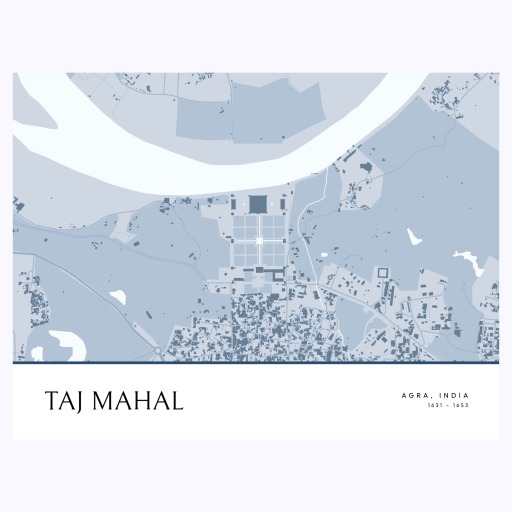 Taj Mahal Poster - Street Map 1