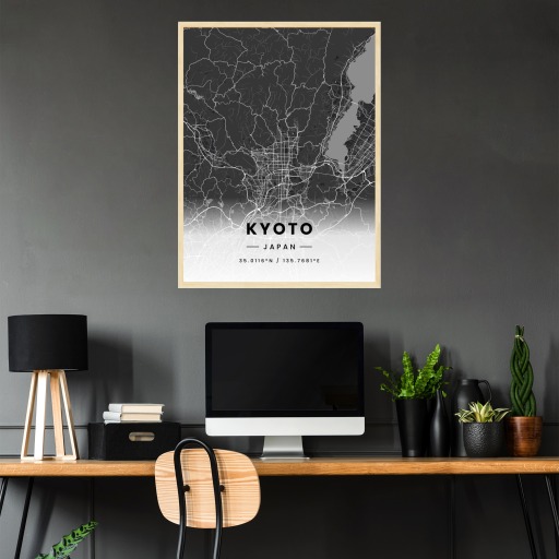 Kyoto in Dark Poster - Street Map 3