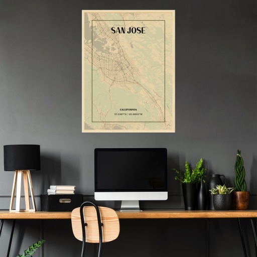 San Jose in Vintage Poster - Street Map 3
