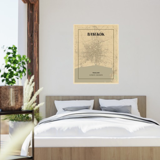 Bangkok in Vintage Poster - Street Map 6