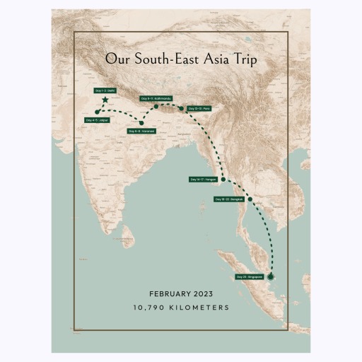 Our South-East Asia Trip Poster - Route Map 1