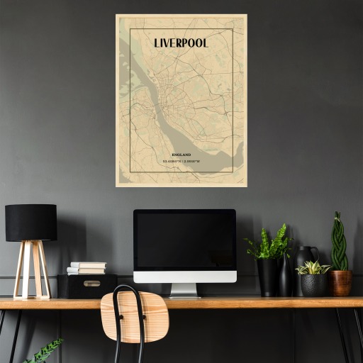 Liverpool in Vintage Poster - Street Map 3