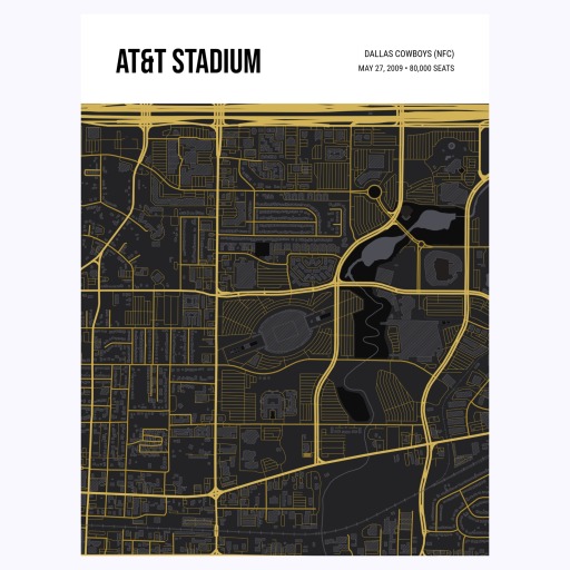Dallas Cowboys Stadium Poster - Street Map 1