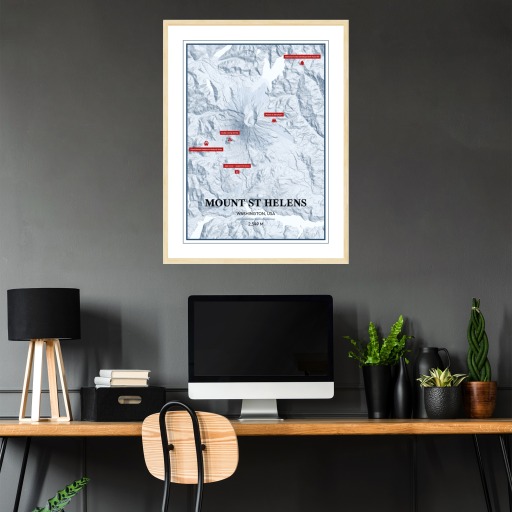 Trip To Mount St Helens Poster - Terrain Map 2