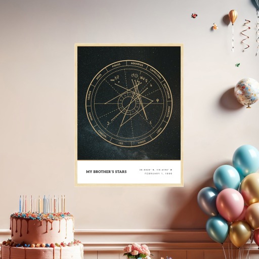 My Brother’s Stars Poster - Deep Space - Natal Chart 3