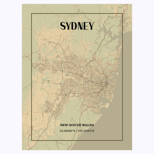Sydney in Vintage Poster - Street Map 1