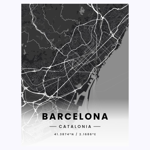 Barcelona in Dark Poster - Street Map 1