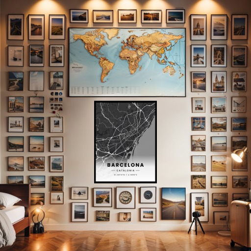 Barcelona in Dark Poster - Street Map 3