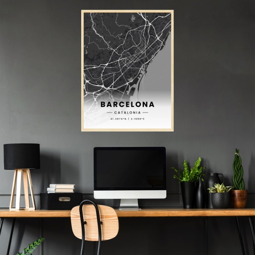 Barcelona in Dark Poster - Street Map 4