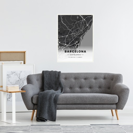Barcelona in Dark Poster - Street Map 6