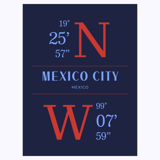 Mexico Coordinates Poster 1