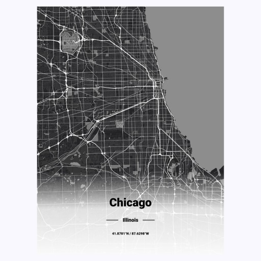 Chicago in Dark Poster - Street Map 1