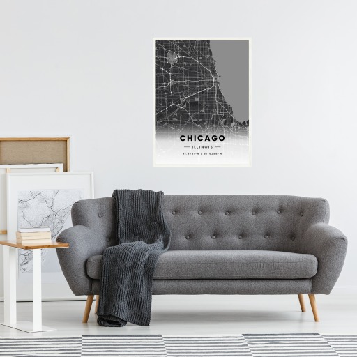 Chicago in Dark Poster - Street Map 6