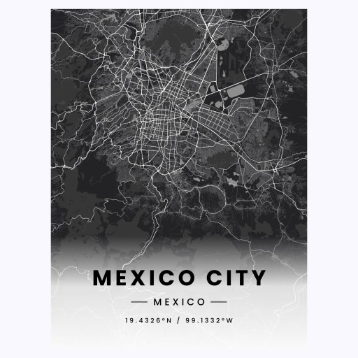 Mexico City in Dark Poster - Street Map 1