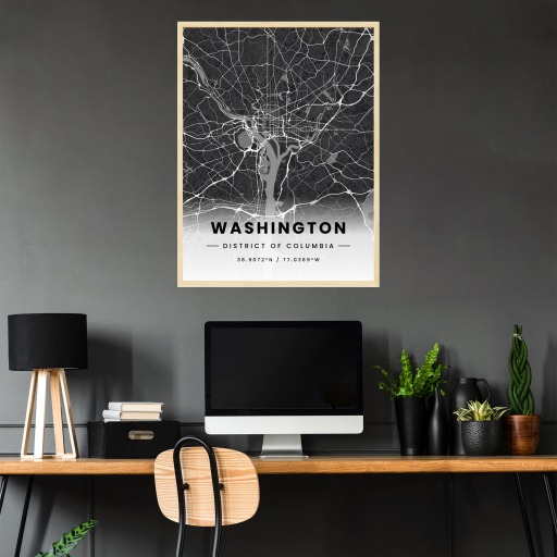 Washington D.C. in Dark Poster - Street Map 3
