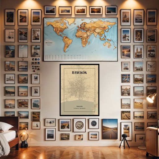 Bangkok in Vintage Poster - Street Map 2