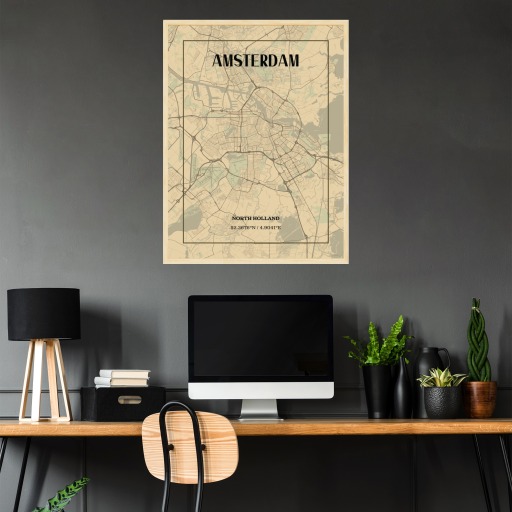 Amsterdam in Vintage Poster - Street Map 4