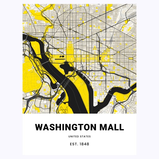 Washington Mall Poster - Street Map 1